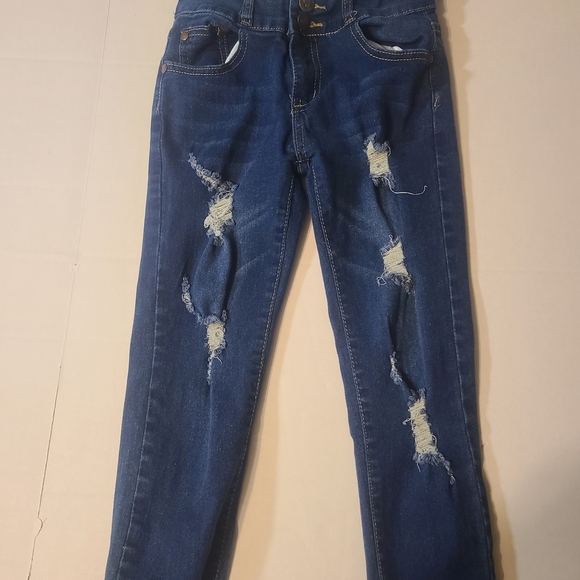 Pink Ivy Distressed Blue Girls Jeans EUC Size 10 Stretch - Picture 6 of 11